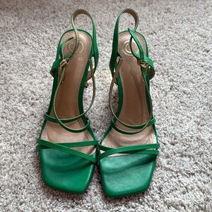 Green leather sandals
